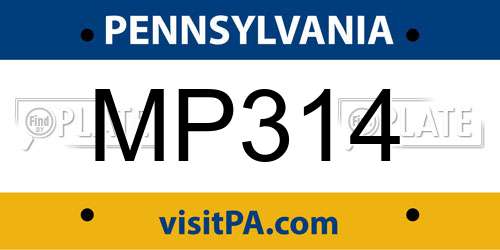 MP314 Pennsylvania License Plate