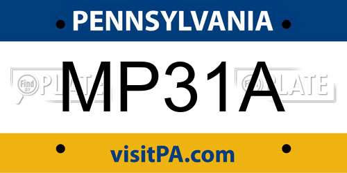 MP31A Pennsylvania License Plate