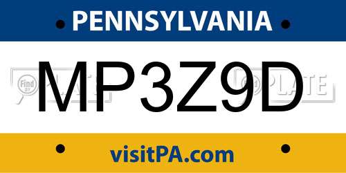 MP3Z9D Pennsylvania License Plate