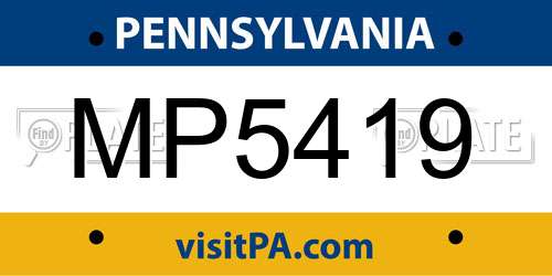 MP5419 Pennsylvania License Plate