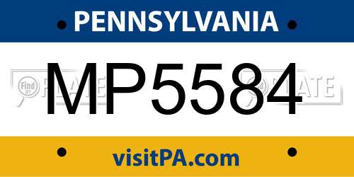 MP5584 Pennsylvania License Plate