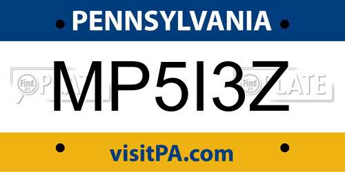 MP5I3Z Pennsylvania License Plate
