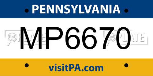 MP6670 Pennsylvania License Plate