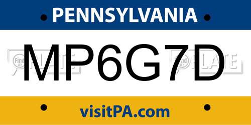 MP6G7D Pennsylvania License Plate