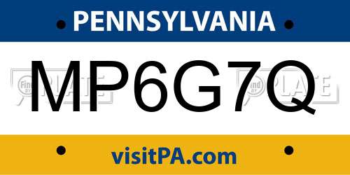 MP6G7Q Pennsylvania License Plate