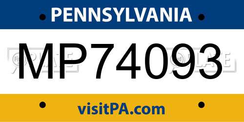 MP74093 Pennsylvania License Plate