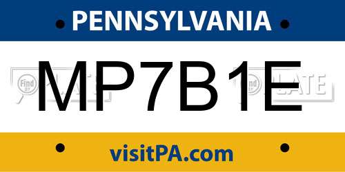 MP7B1E Pennsylvania License Plate
