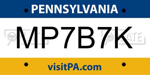MP7B7K Pennsylvania License Plate