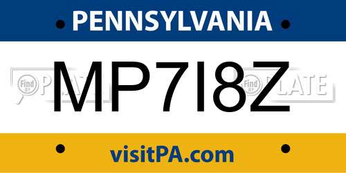 MP7I8Z Pennsylvania License Plate