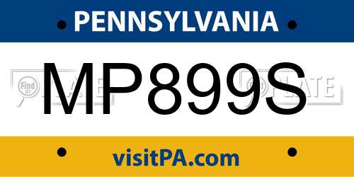 MP899S Pennsylvania License Plate