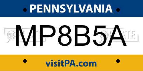 MP8B5A Pennsylvania License Plate