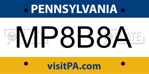 MP8B8A Pennsylvania License Plate