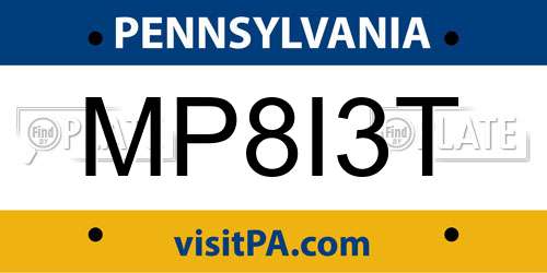 MP8I3T Pennsylvania License Plate