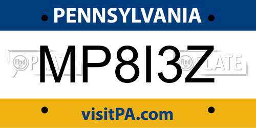 MP8I3Z Pennsylvania License Plate