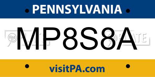 MP8S8A Pennsylvania License Plate