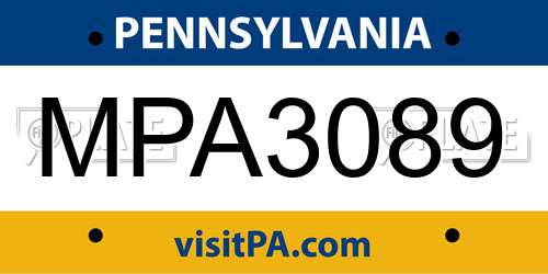 MPA3089 Pennsylvania License Plate