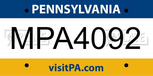 MPA4092 Pennsylvania License Plate