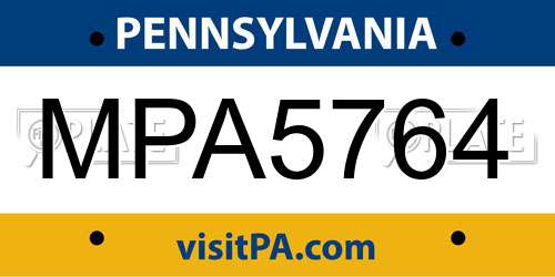 MPA5764 Pennsylvania License Plate