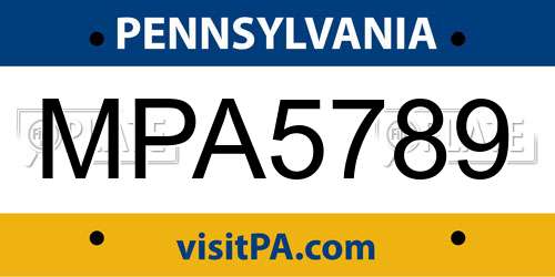 MPA5789 Pennsylvania License Plate