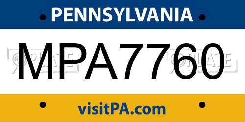 MPA7760 Pennsylvania License Plate