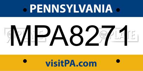 MPA8271 Pennsylvania License Plate