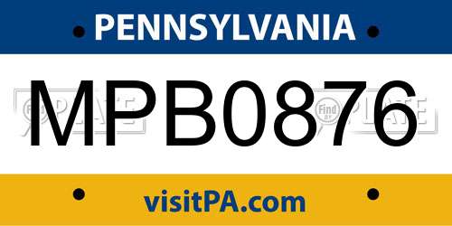 MPB0876 Pennsylvania License Plate