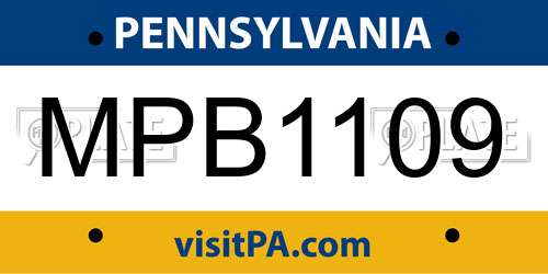 MPB1109 Pennsylvania License Plate