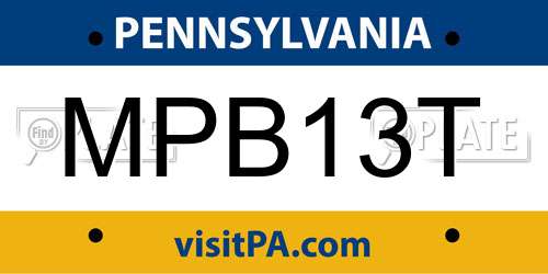 MPB13T Pennsylvania License Plate