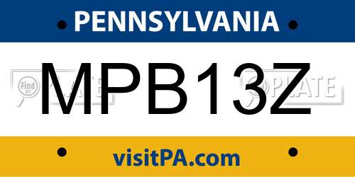 MPB13Z Pennsylvania License Plate