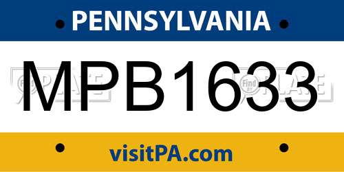MPB1633 Pennsylvania License Plate