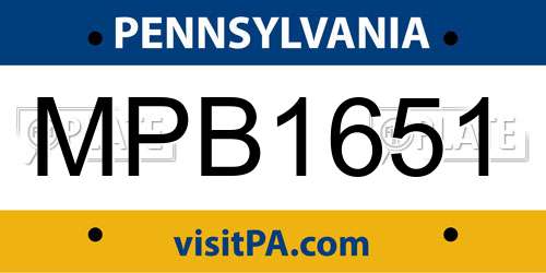 MPB1651 Pennsylvania License Plate