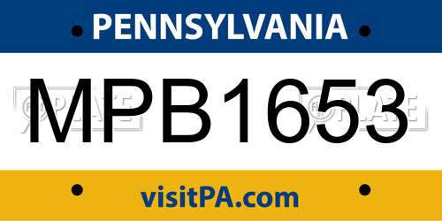 MPB1653 Pennsylvania License Plate