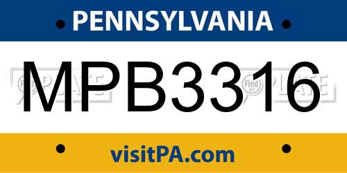 MPB3316 Pennsylvania License Plate