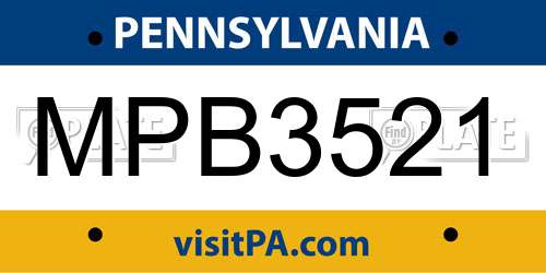 MPB3521 Pennsylvania License Plate