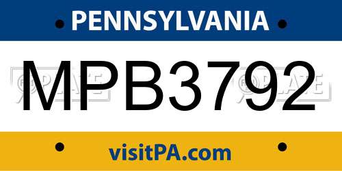 MPB3792 Pennsylvania License Plate