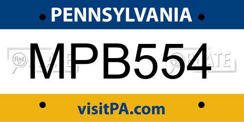 MPB554 Pennsylvania License Plate