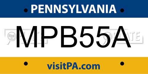 MPB55A Pennsylvania License Plate