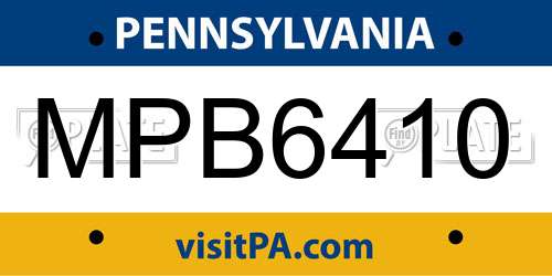 MPB6410 Pennsylvania License Plate