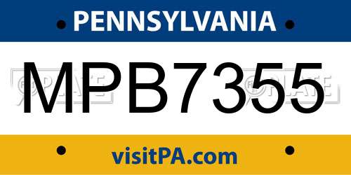 MPB7355 Pennsylvania License Plate