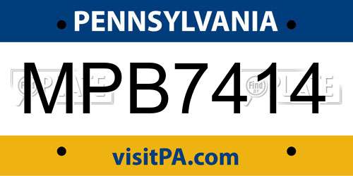 MPB7414 Pennsylvania License Plate