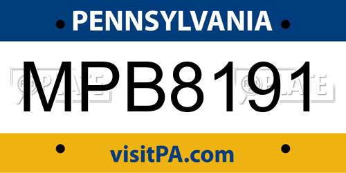 MPB8191 Pennsylvania License Plate