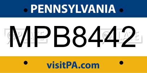 MPB8442 Pennsylvania License Plate