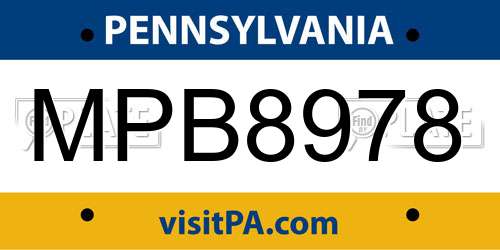 MPB8978 Pennsylvania License Plate