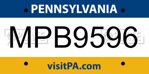 MPB9596 Pennsylvania License Plate