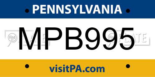 MPB995 Pennsylvania License Plate