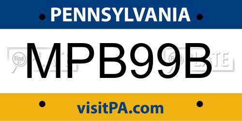 MPB99B Pennsylvania License Plate