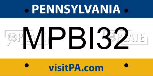 MPBI32 Pennsylvania License Plate
