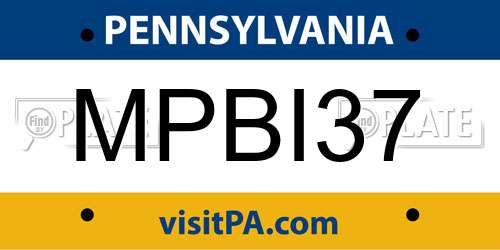MPBI37 Pennsylvania License Plate