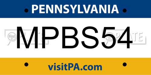 MPBS54 Pennsylvania License Plate