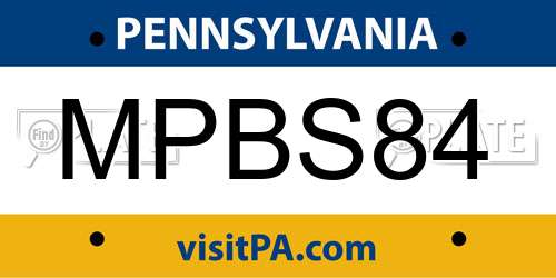 MPBS84 Pennsylvania License Plate